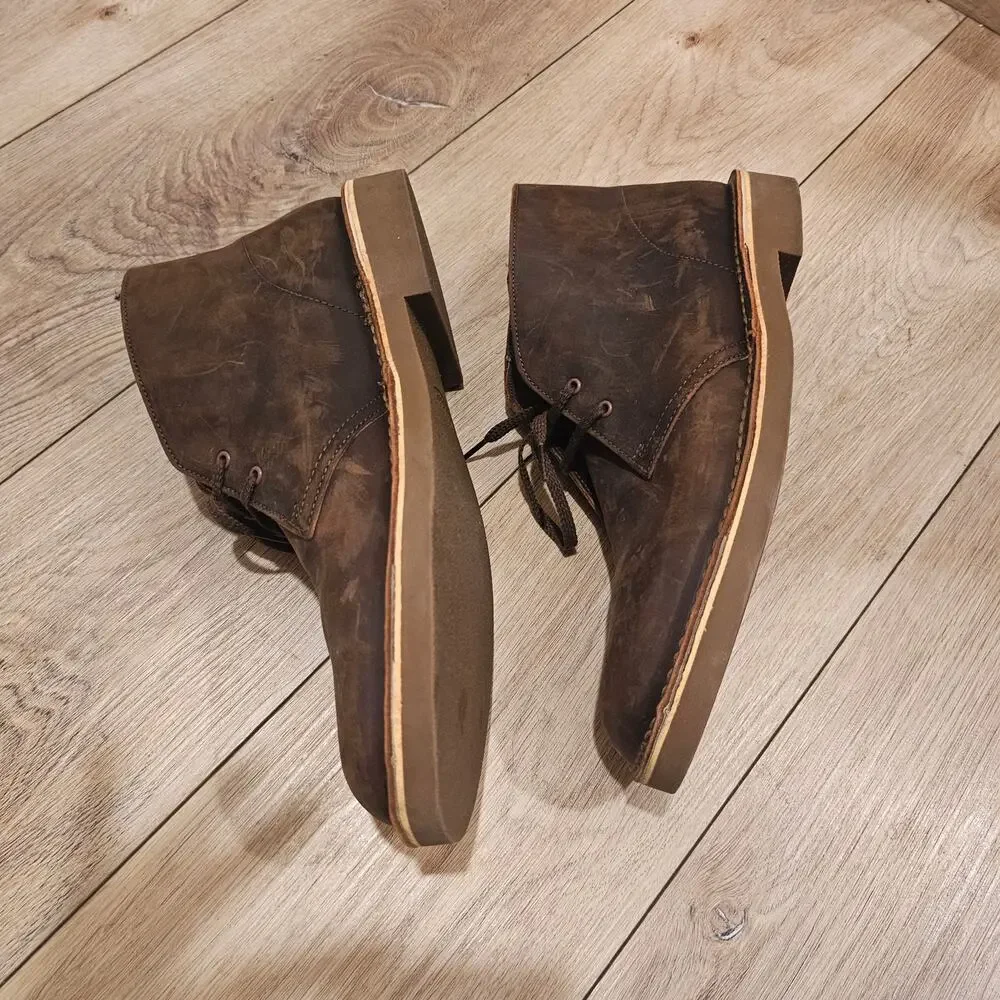 Clarks Bushacre Brown Leather 2-eye Chukka Boots Mens Size 12